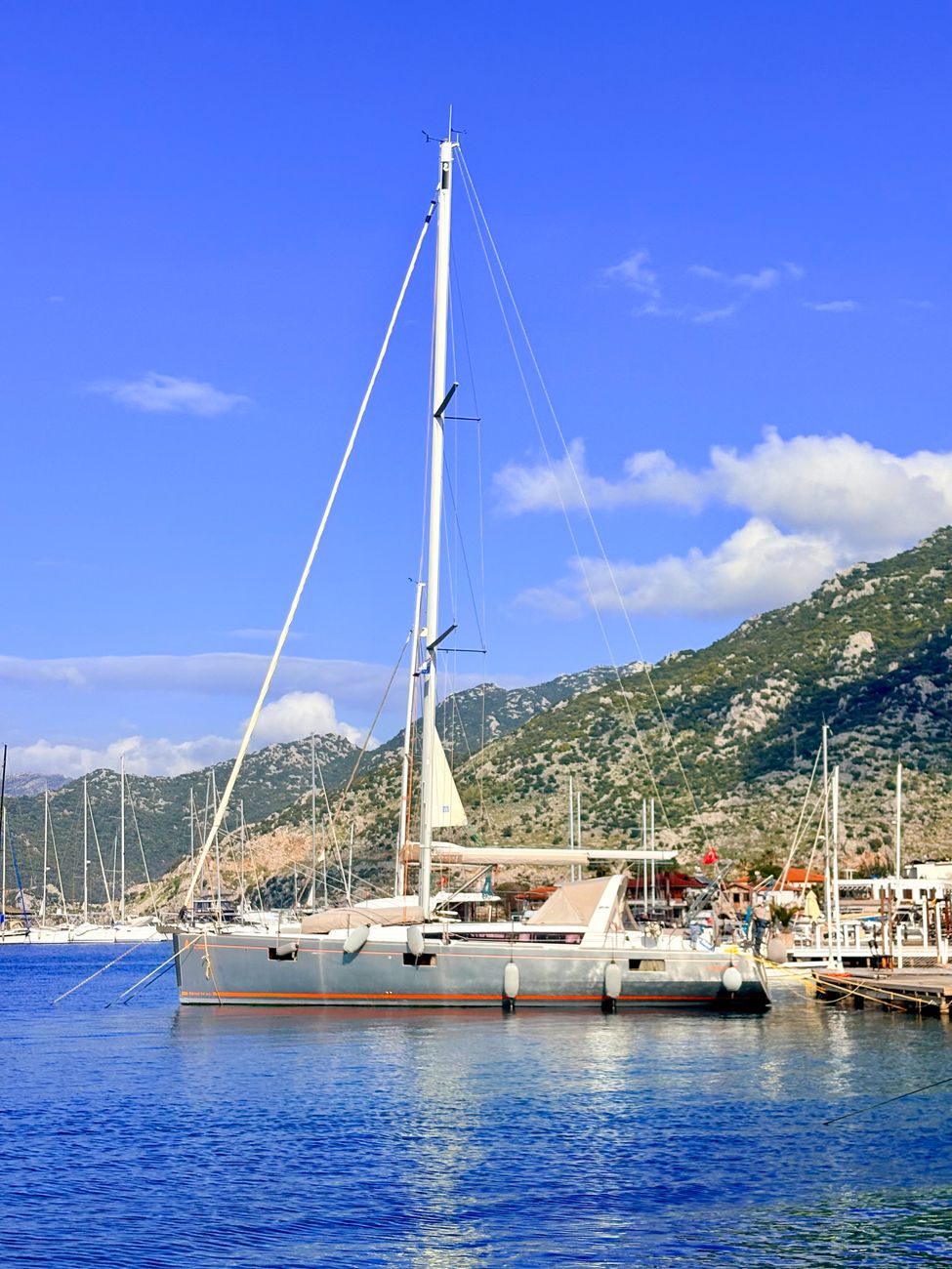 Coastal sailing boat in Aegean sea