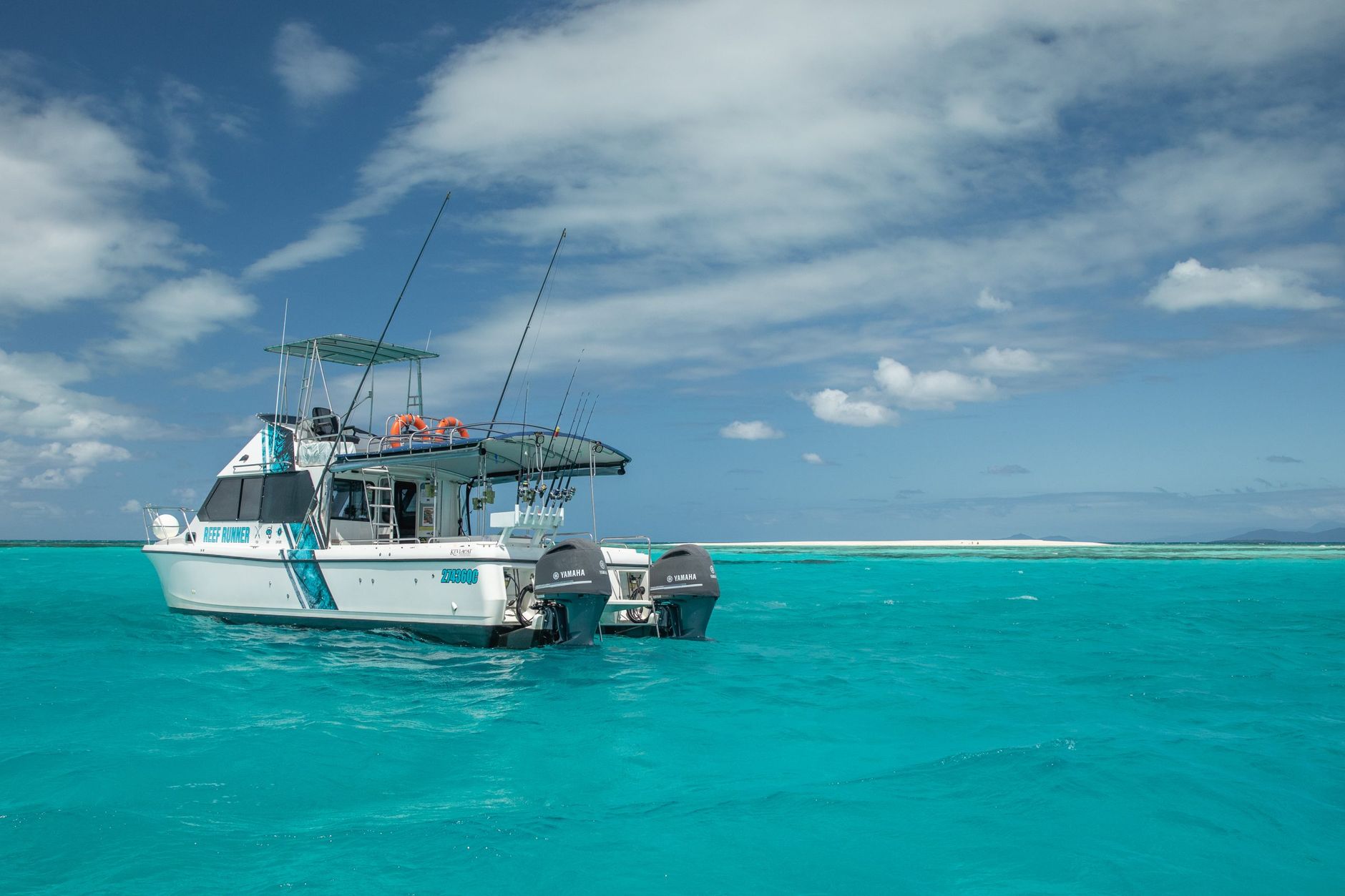 Private boat charter on turquoise water